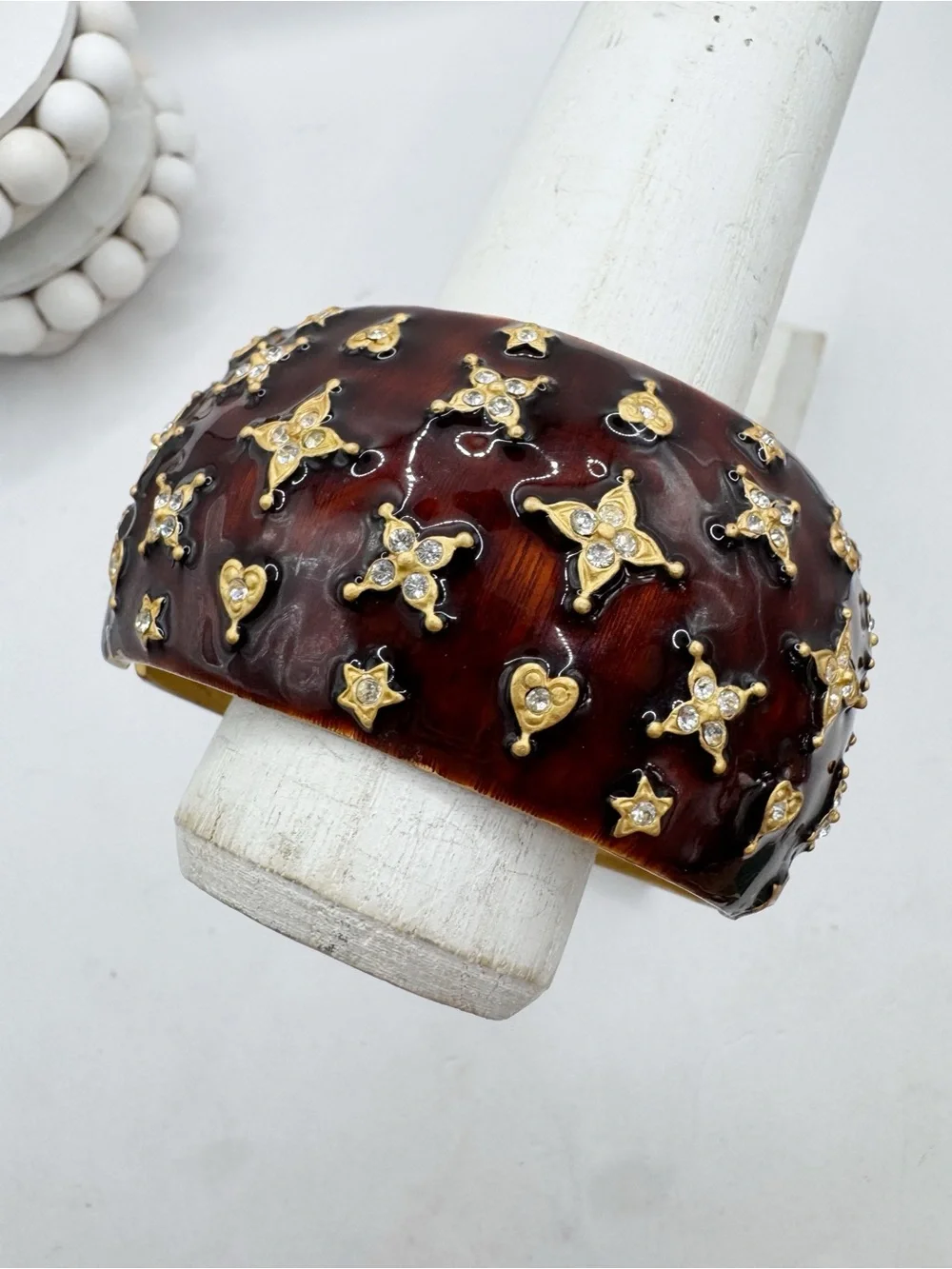 Kenneth Jay Lane Starlight enamel and rhinestone chunky hinged bangle bracelet